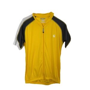 Crown Canari Cycling Jeresy Dri Fit High Vis Full Zip Size Medium 3 Back Pockets